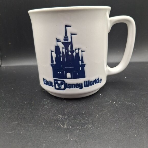 Walt Disney Productions Other - Vintage Walt Disney World Blue White Ceramic Mug Japan Castle Design